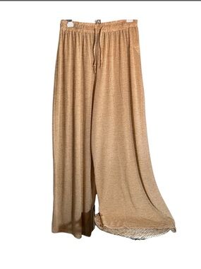 PrettyLittleThing Camel Sheer Wide-Leg Beach Pants Size 12